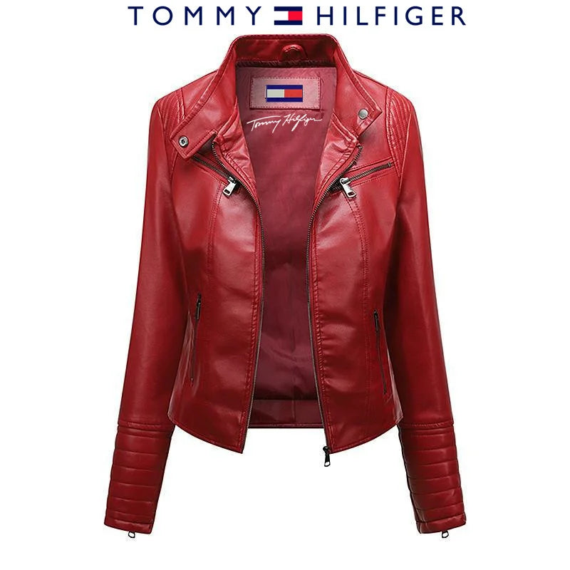 Tommy - Slim genuine leather jacket for women