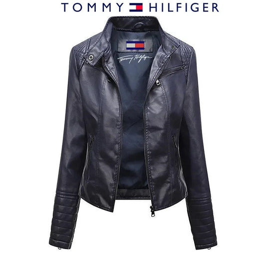 Tommy - Slim genuine leather jacket for women